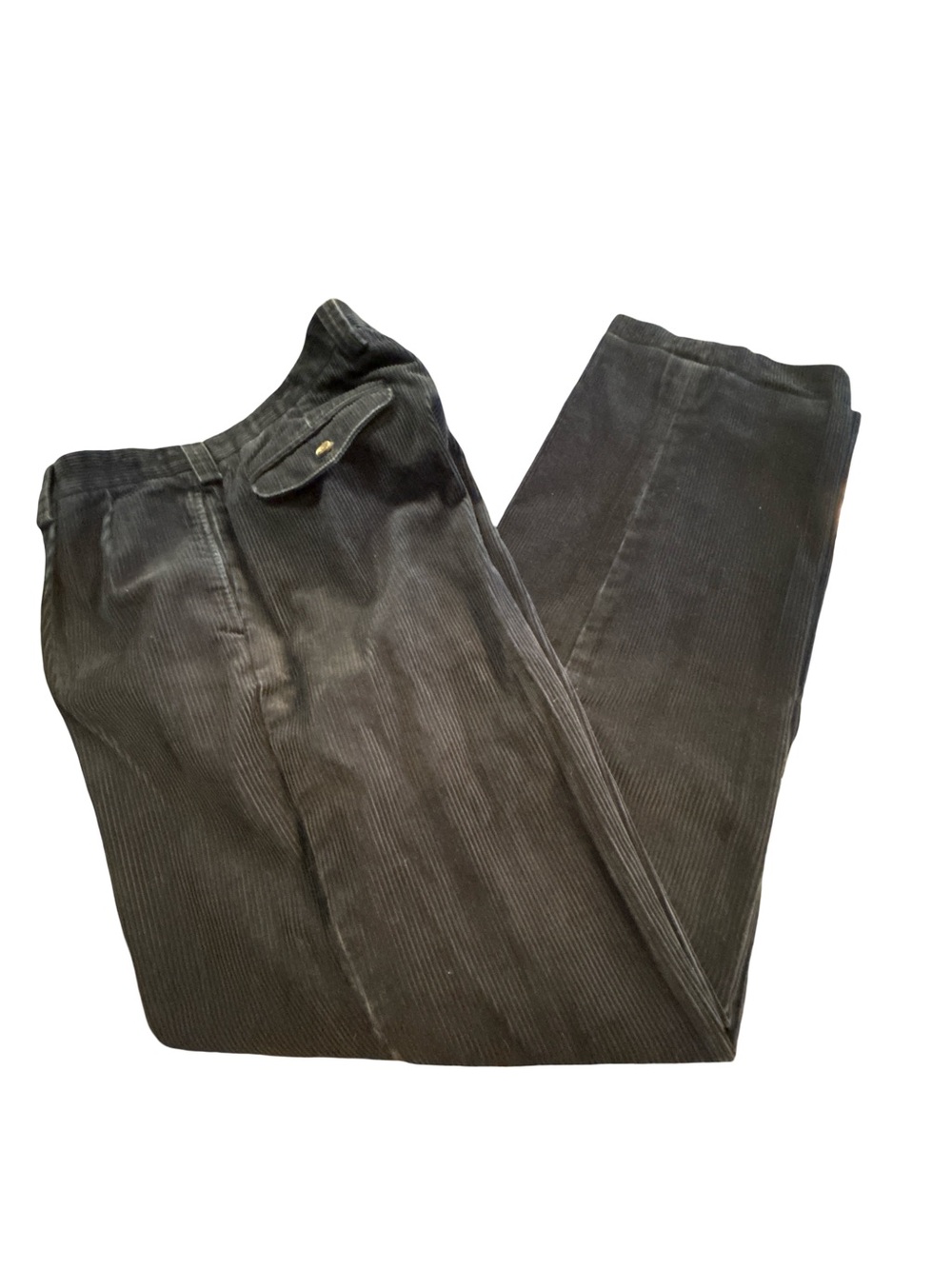 L.L. Bean Men’s Corduroy Pants 34x34 Navy Pleated Flap Pocket Outdoor Heritage